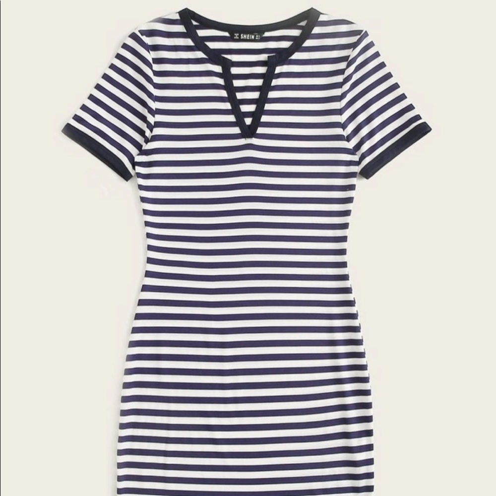 Striped print v neck dress - size 6 & 8/10 - Picture 3 of 7